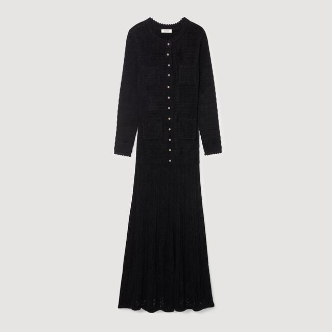 Langes Kleid aus Strukturstrick