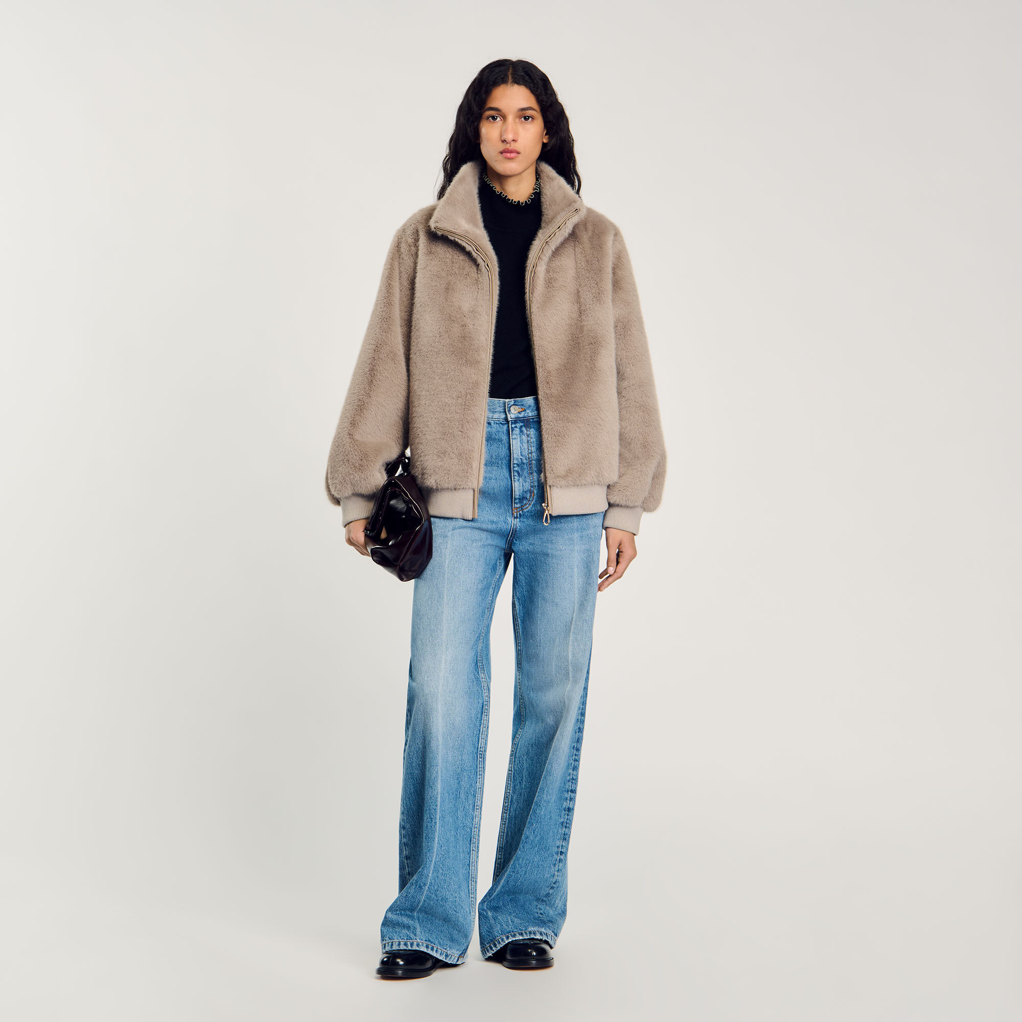 Sandro manteau fourrure discount