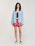 Denim jacket with leather collar