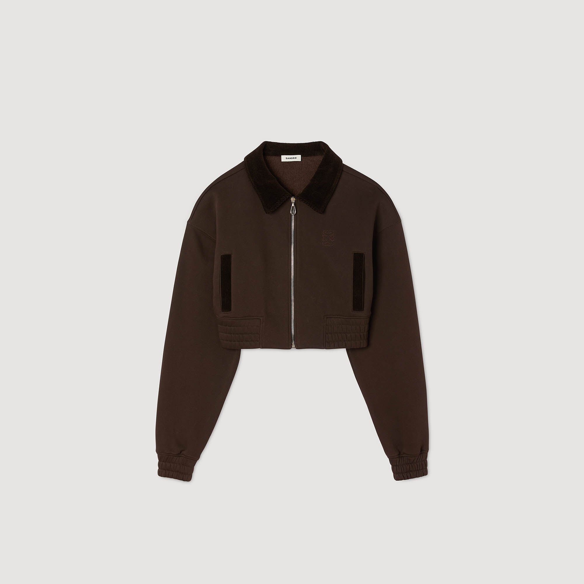 Kurzes Sweatshirt, zwei Materialien