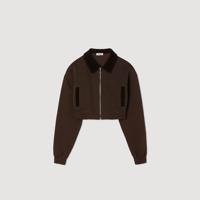 Kurzes Sweatshirt, zwei Materialien