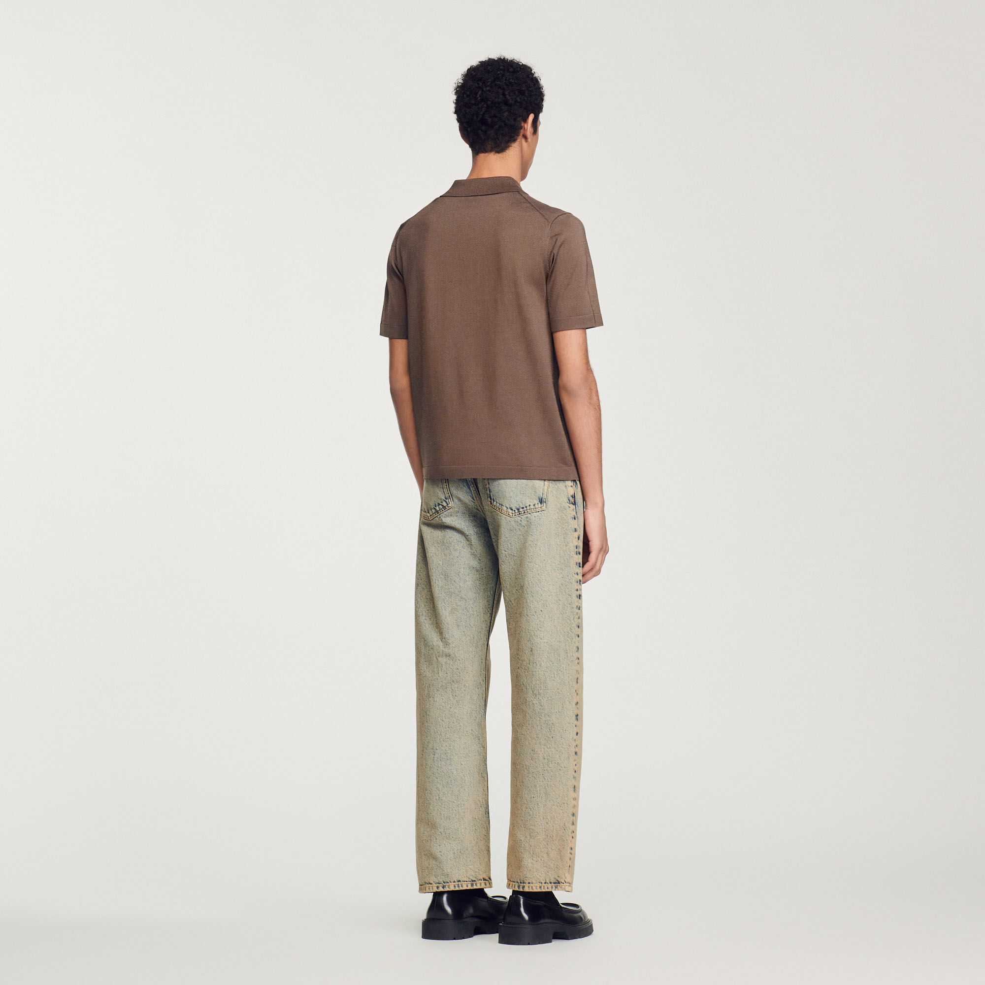Polo en maille à col zippé