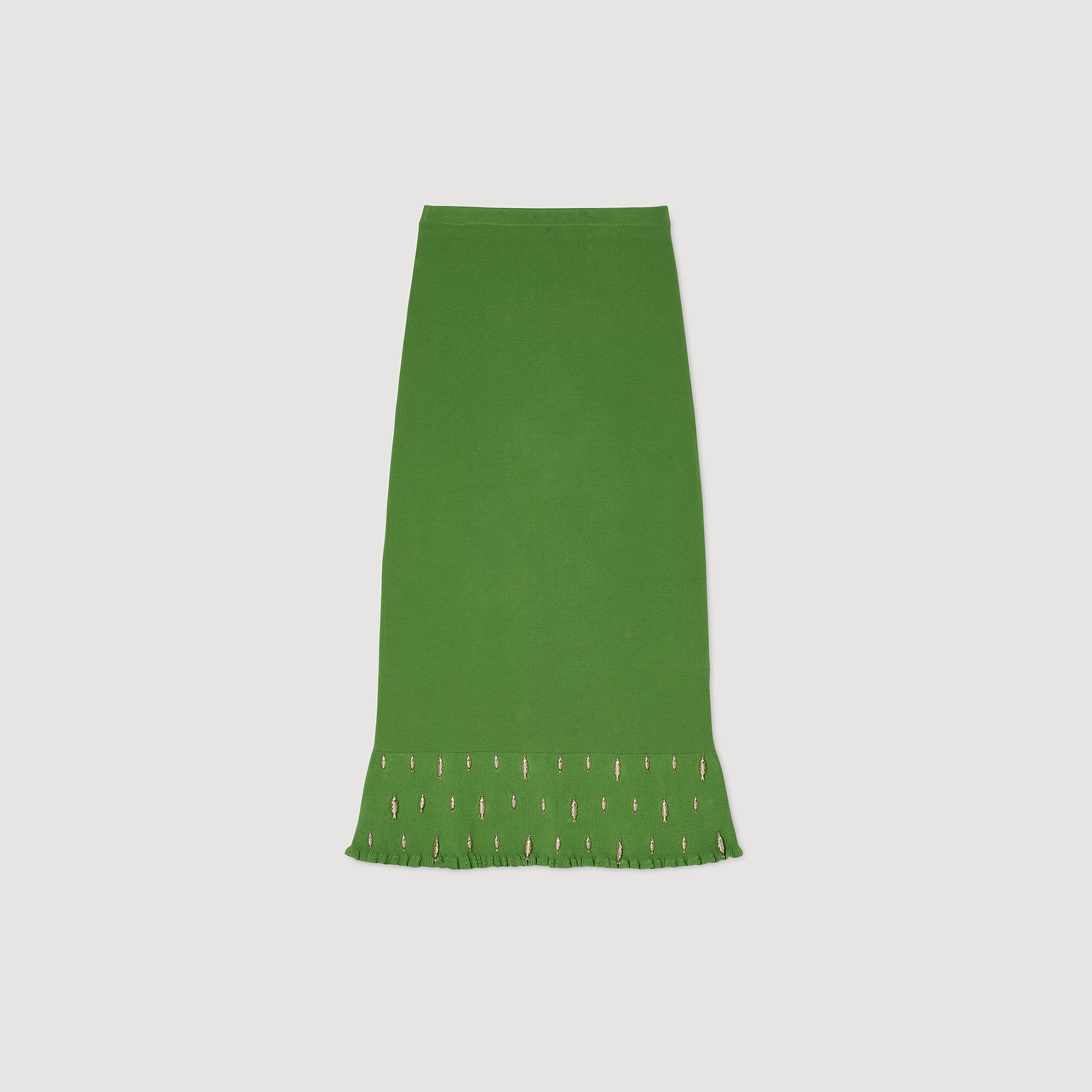 Long knit skirt with charms
