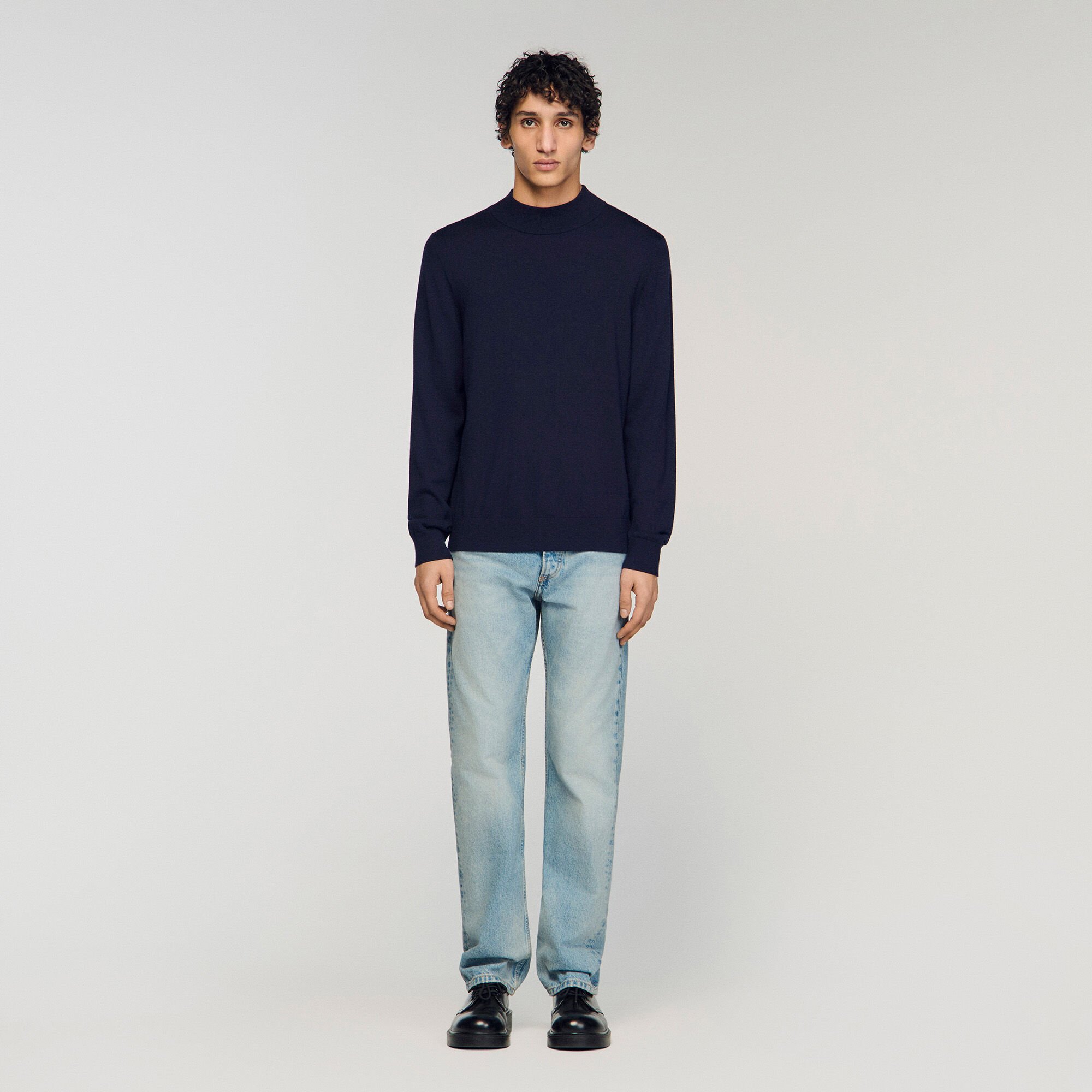 Pull en laine &agrave; col montant