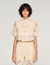 Cropped floral guipure shirt