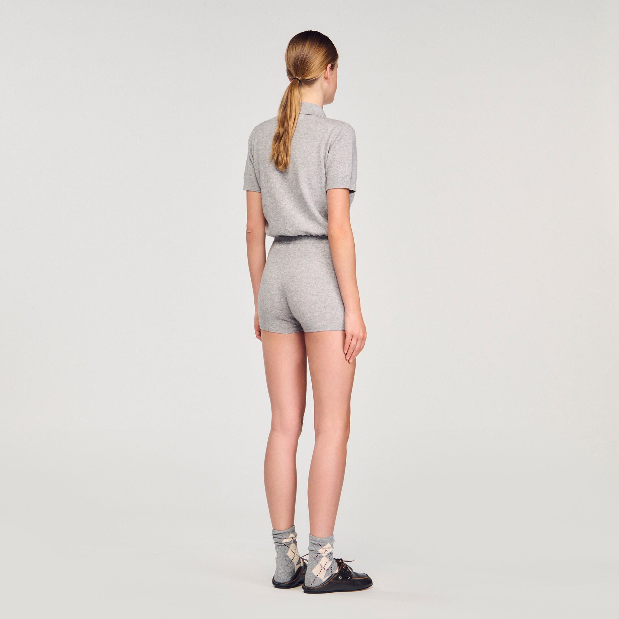 Short en maille à motif losanges