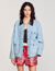 Denim jacket with leather collar