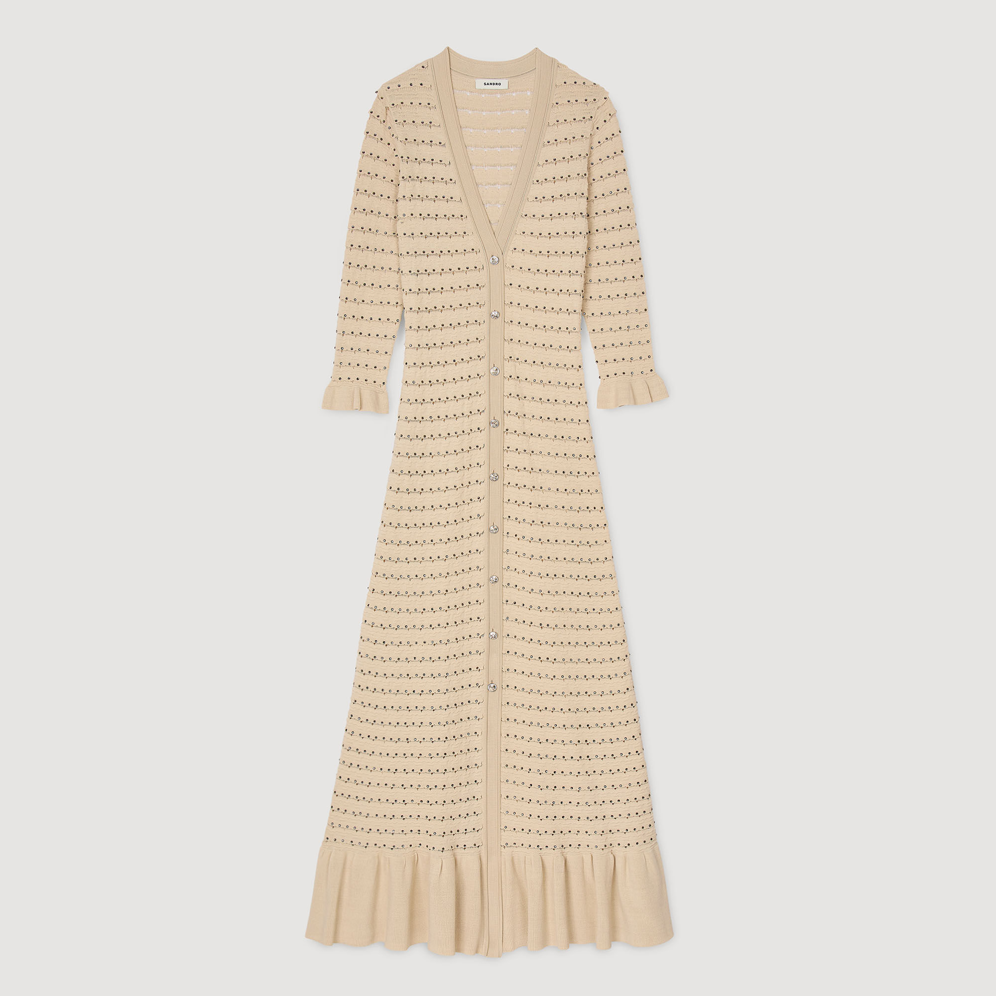 Robe longue en maille strassée