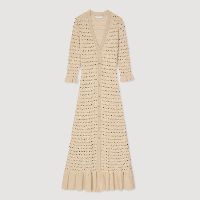 Langes Strickkleid mit Strassbesatz
