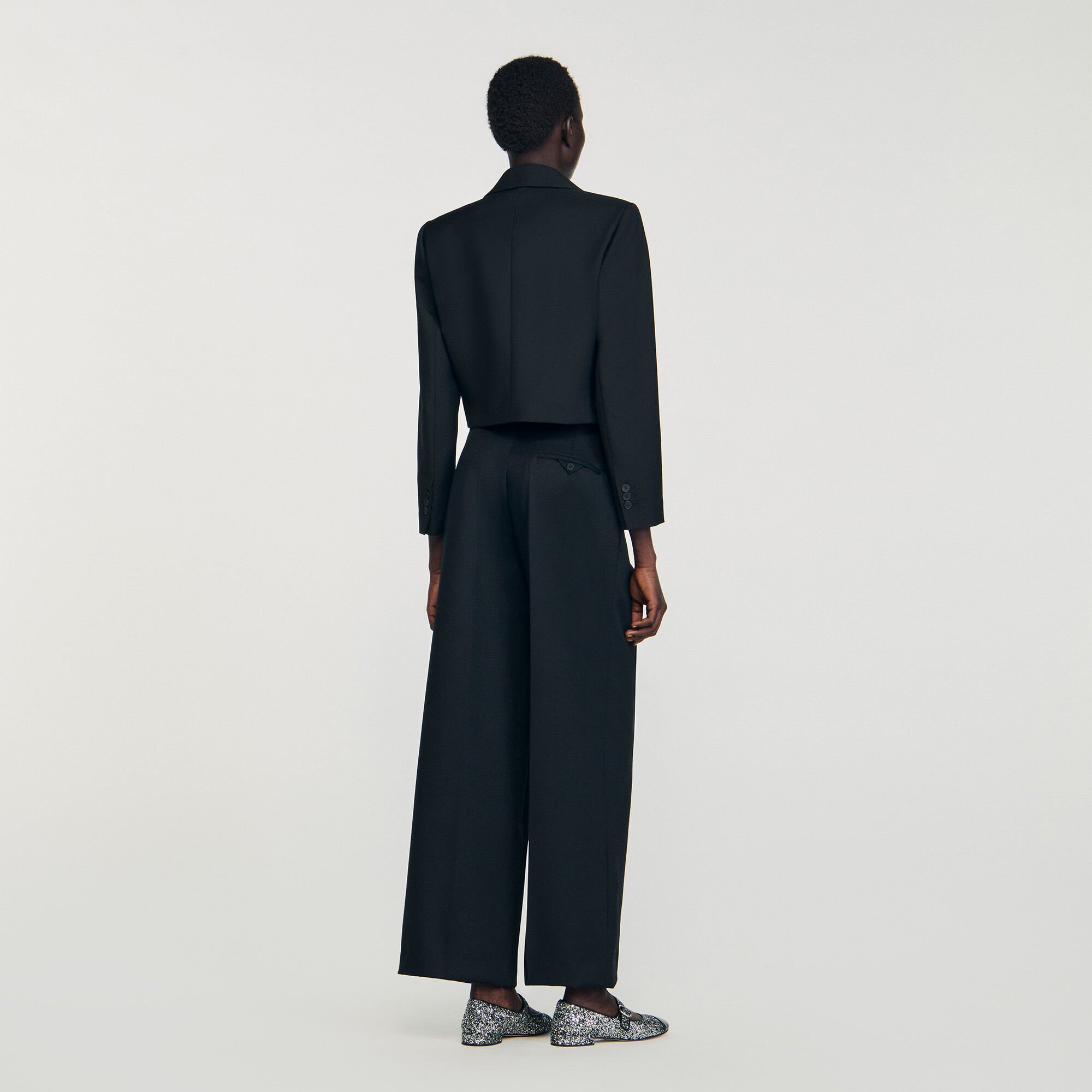 Pantalon large à taille élastiquée