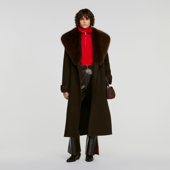 Mantel mit Lammfellkragen - Damen | Sandro