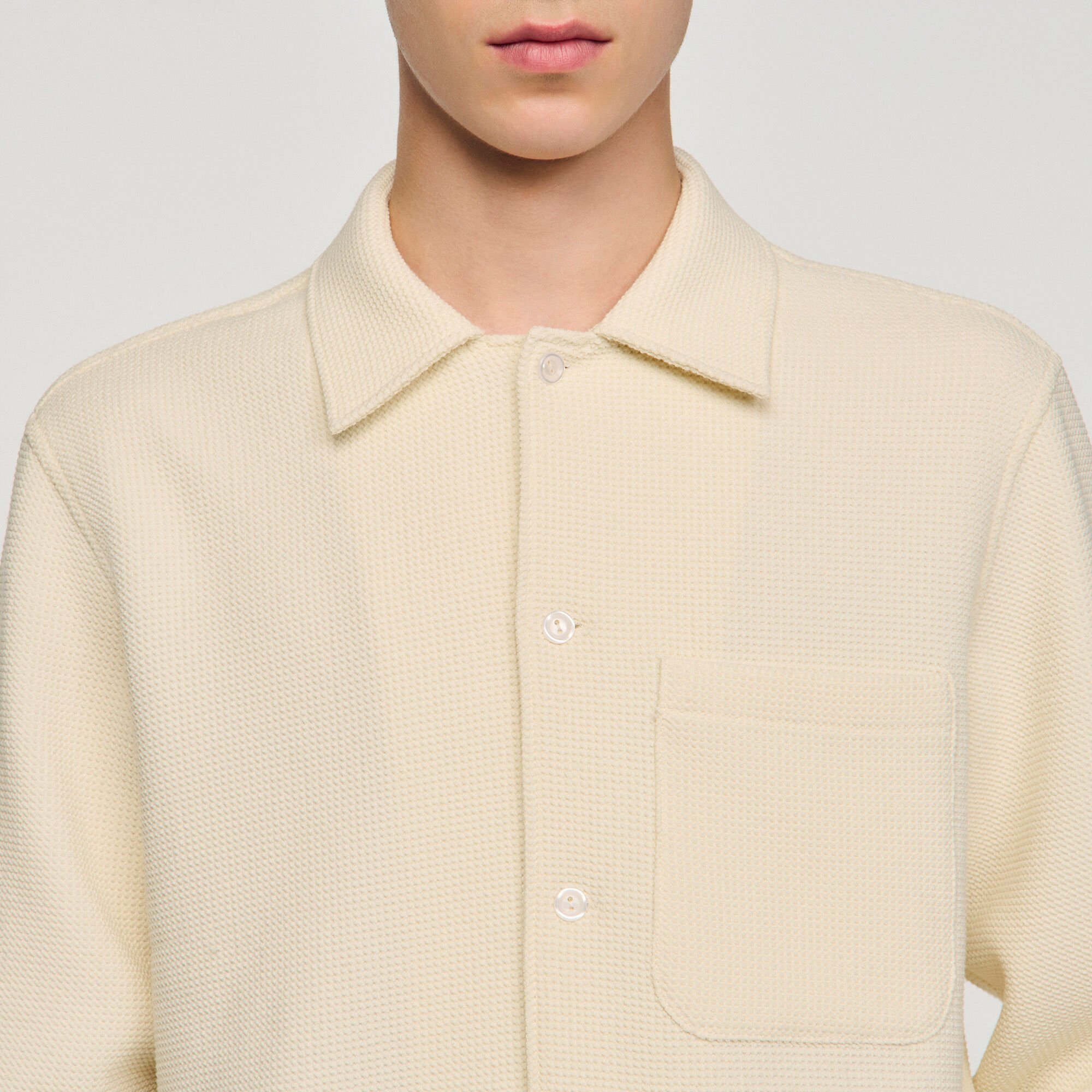 Textured shark collar shirt