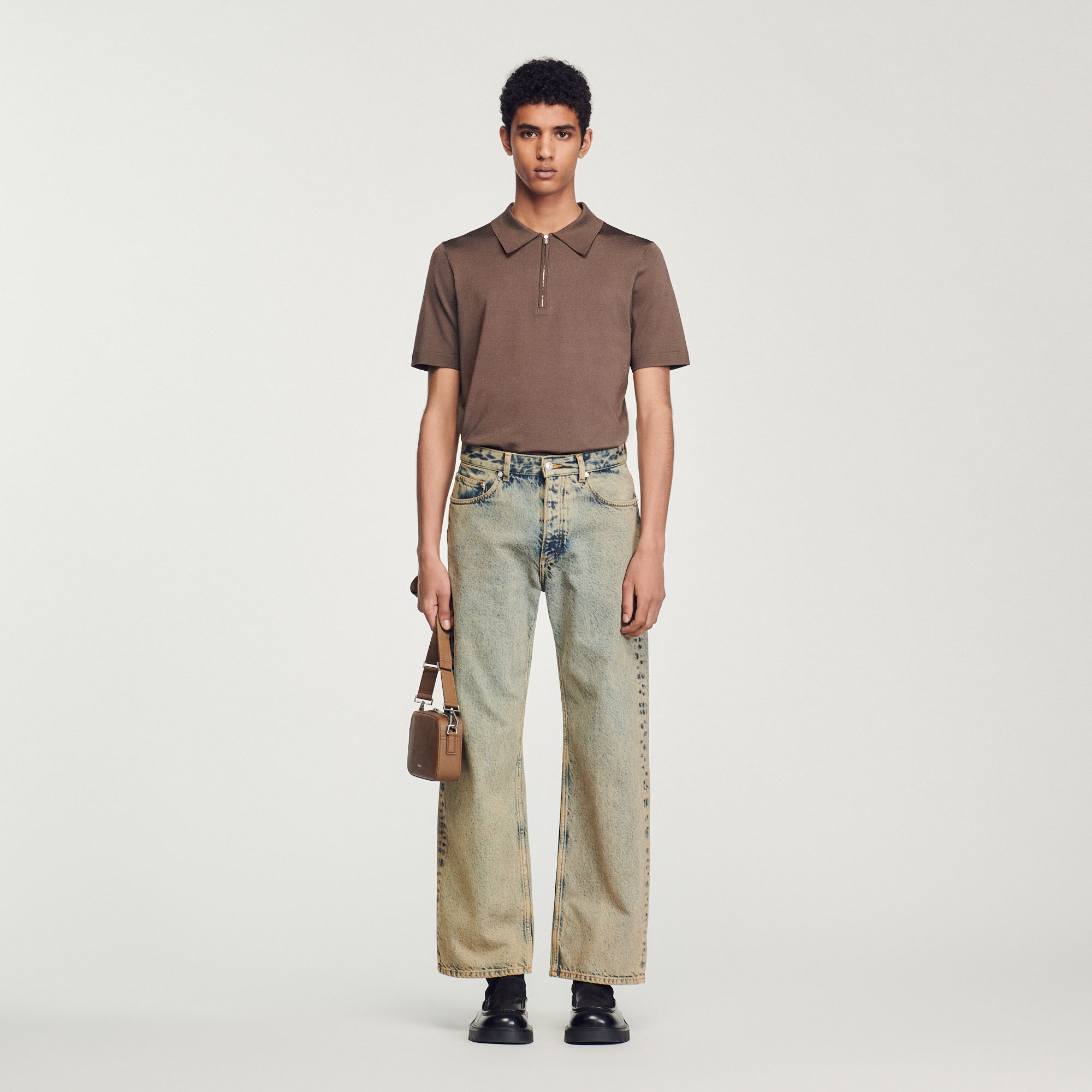 Polo en maille à col zippé