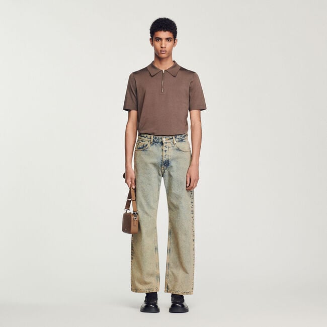 Polo en maille à col zippé
