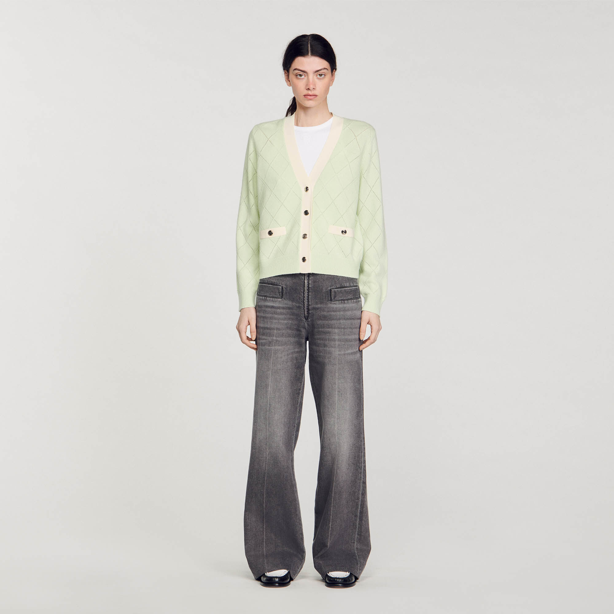 Sandro green cardigan top