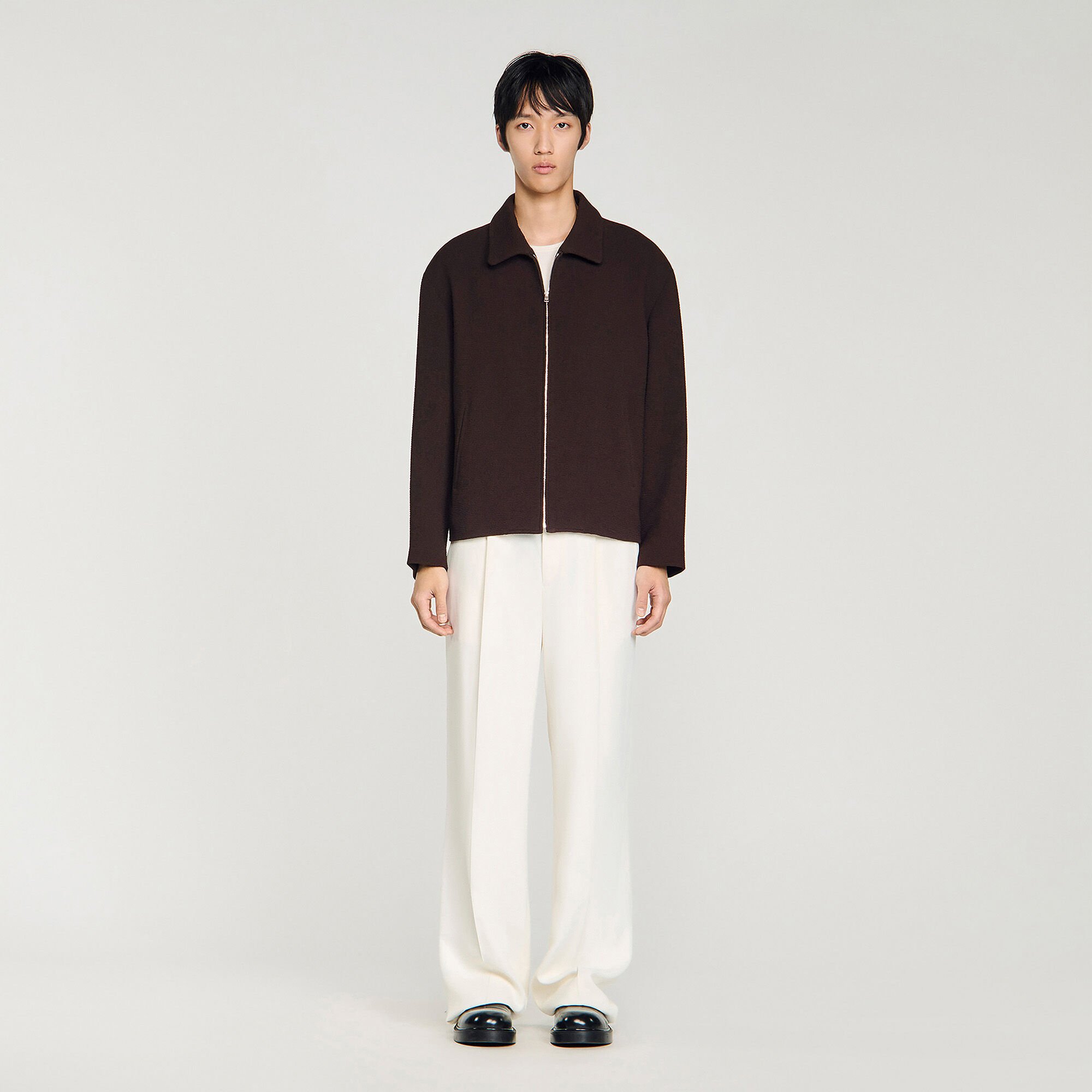 Blouson gaufr&eacute; zipp&eacute; col classique