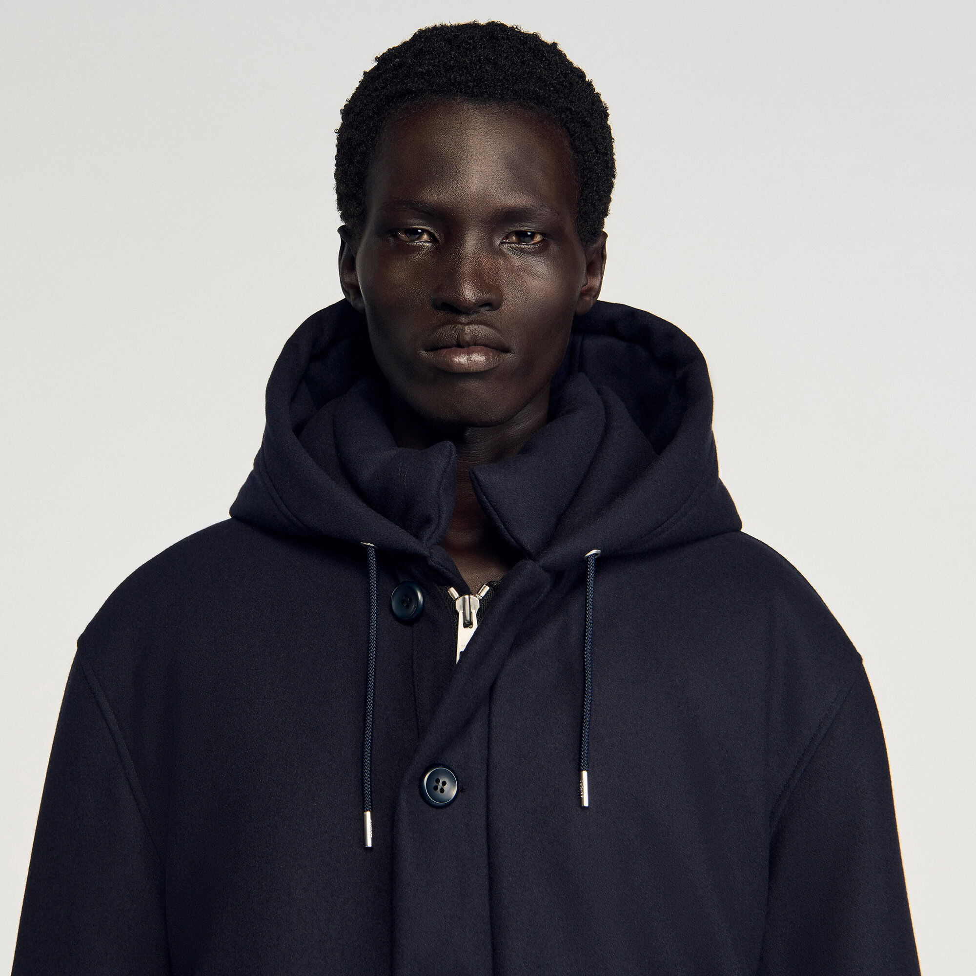 Parka aus Wolle mit Kapuze