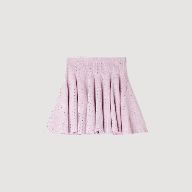 Jupe courte en maille strass&eacute;e