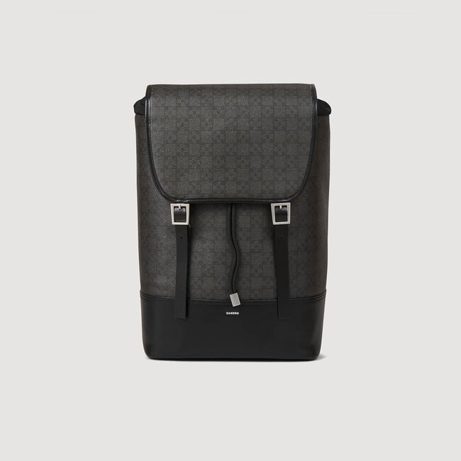 Square Cross coated canvas backpack