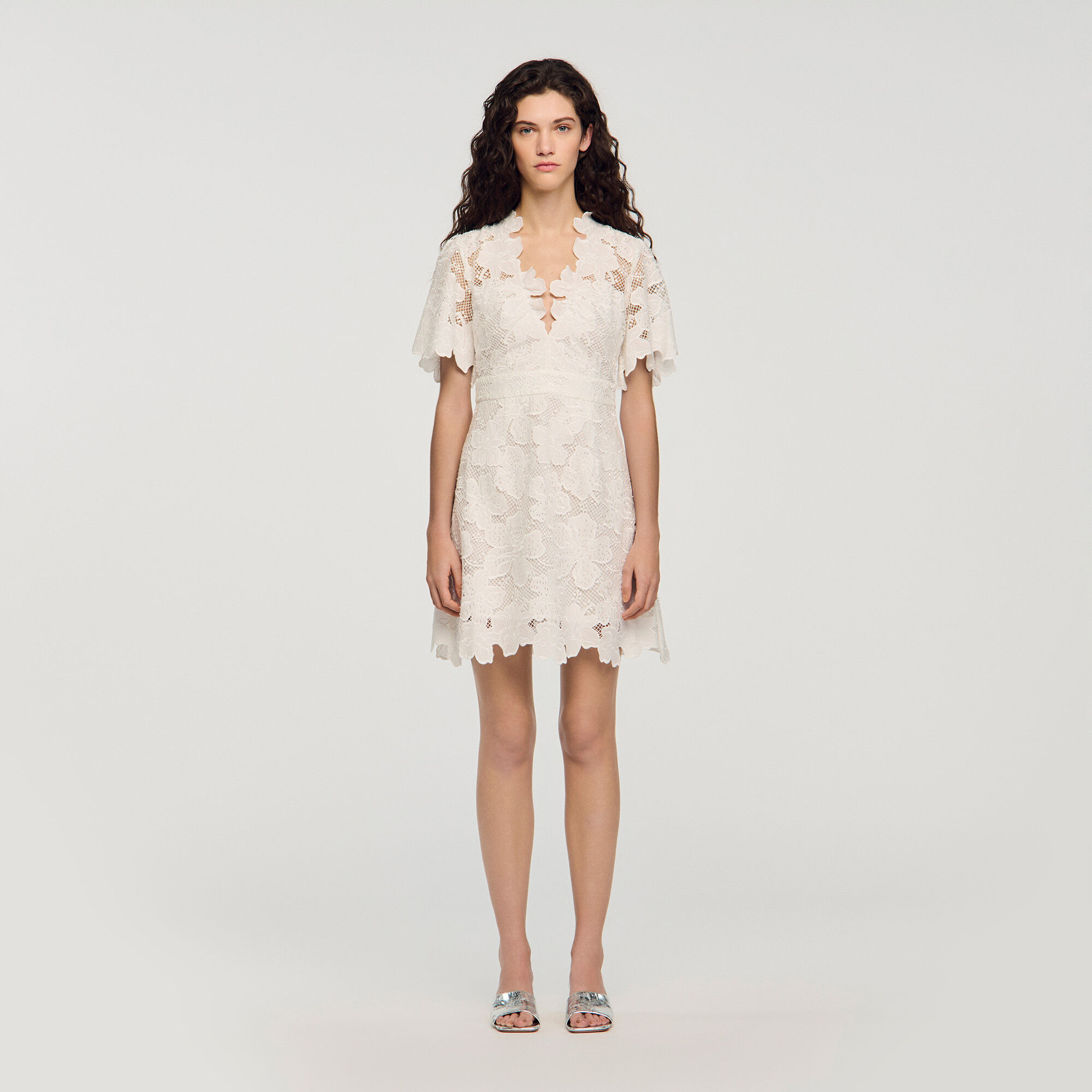 Robe courte imprim&eacute; fleur