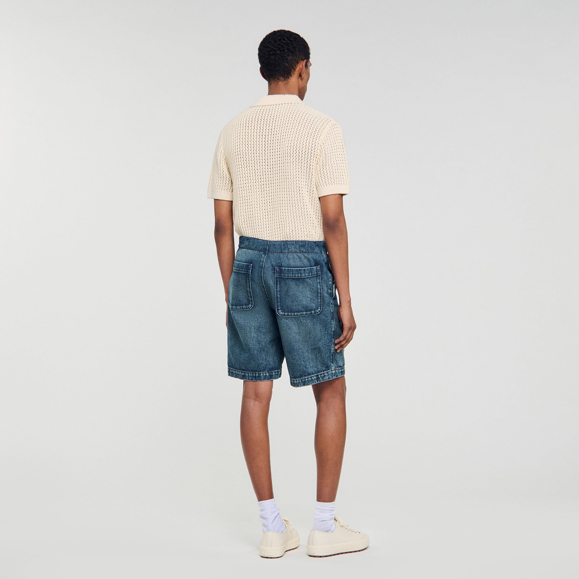 Elasticated denim shorts