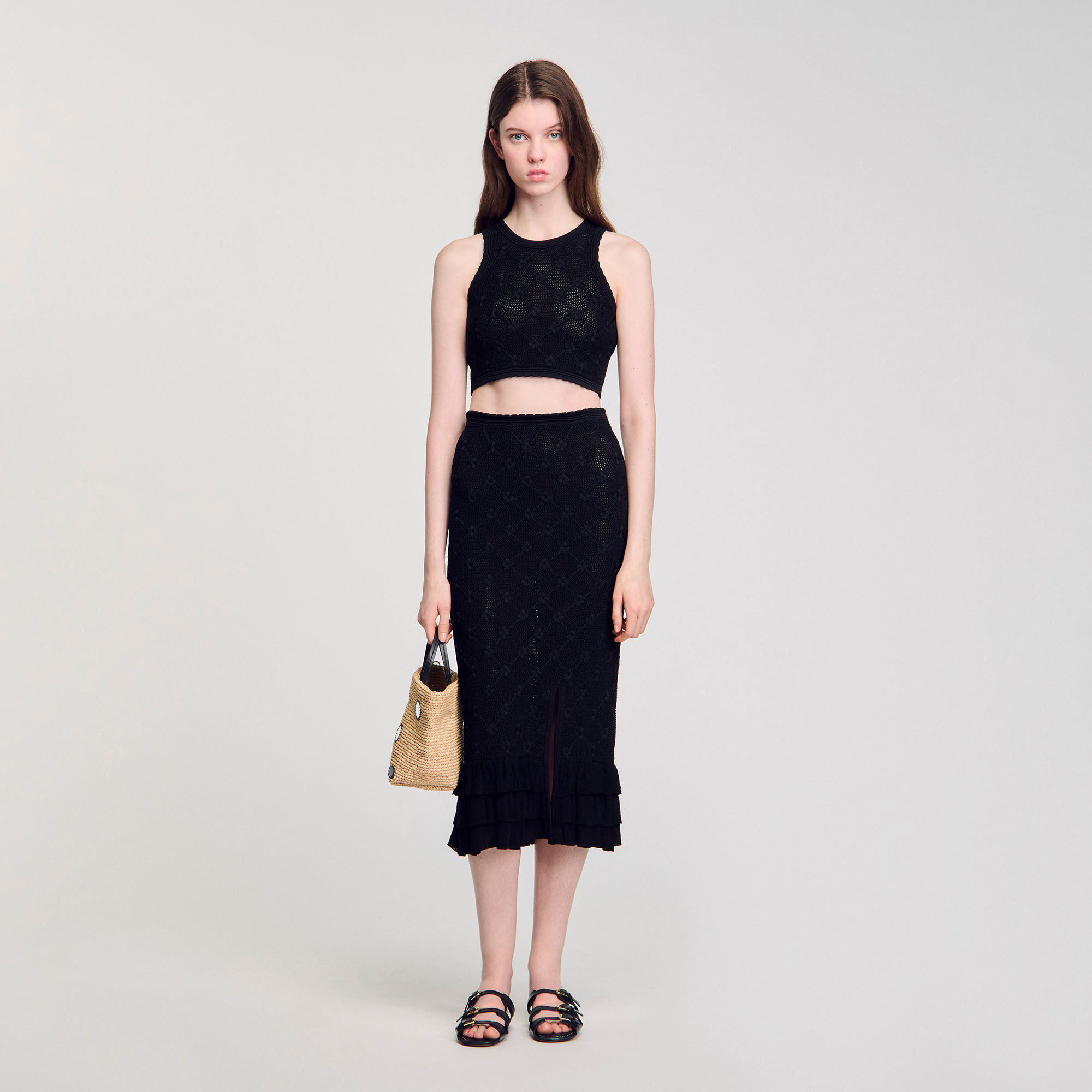 Jupe midi en maille