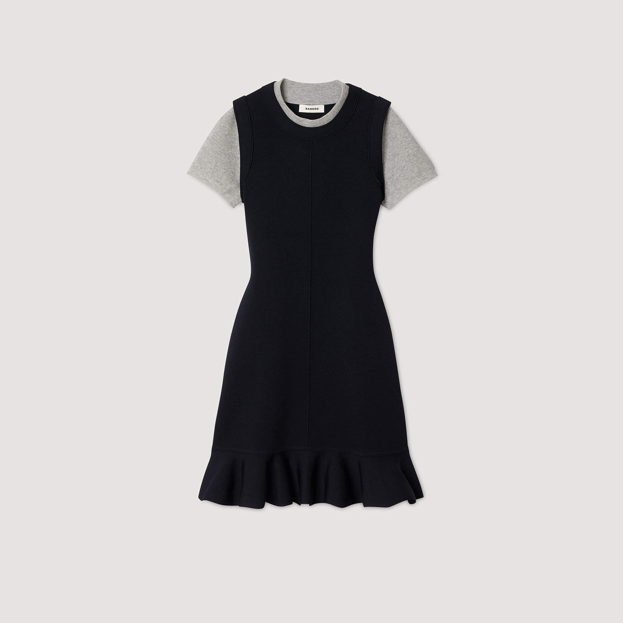 Kurzes Strickkleid im 2-in-1-Look