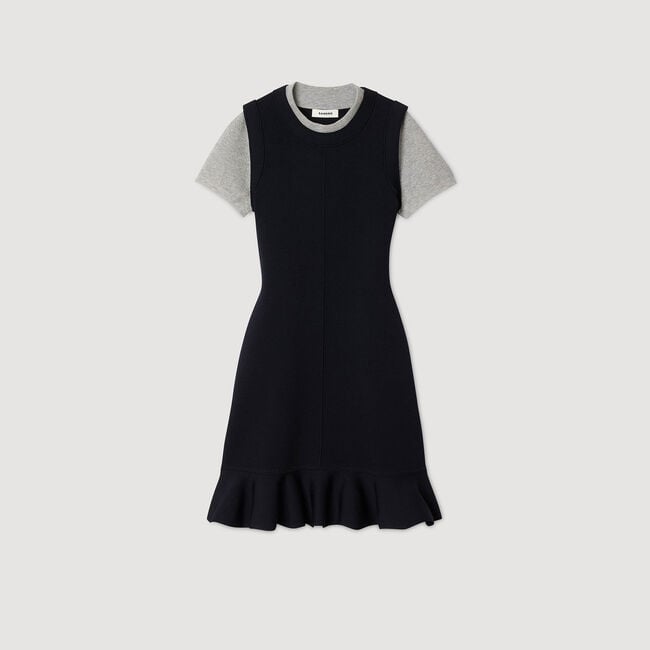 Kurzes Strickkleid im 2-in-1-Look