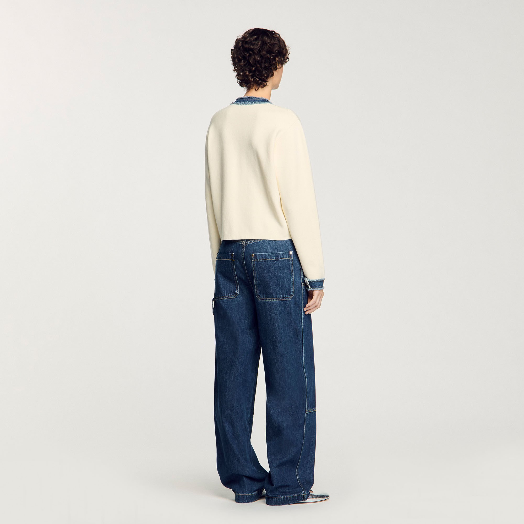 Cardigan mit Denim-Details