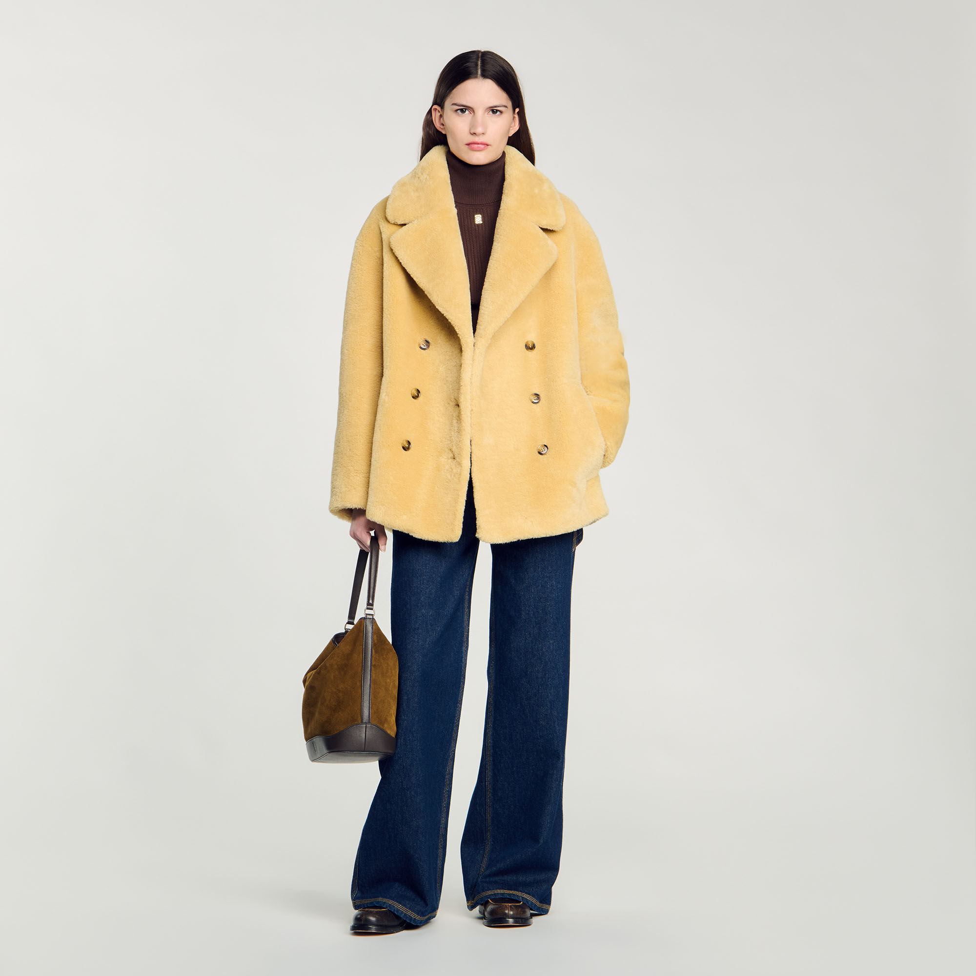Sandro fur hood coat hot sale
