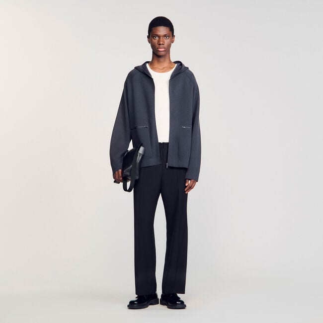 Cardigan à capuche en maille milano