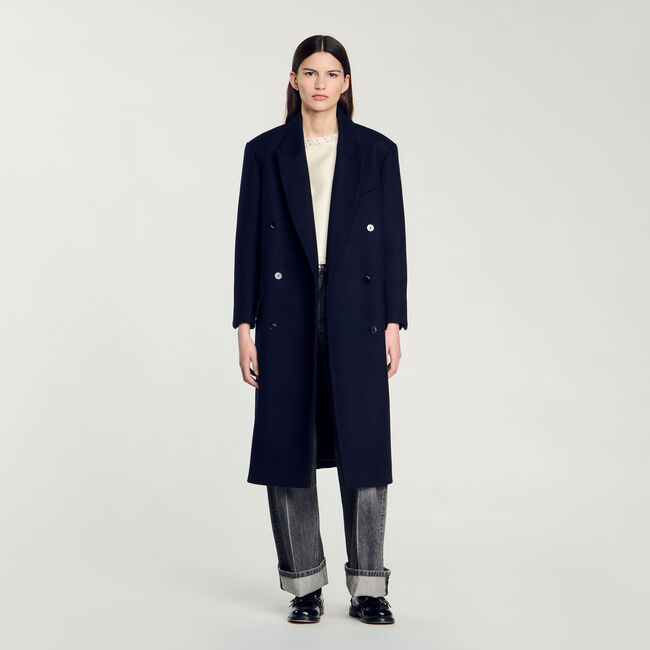 Manteau long en laine mélangée