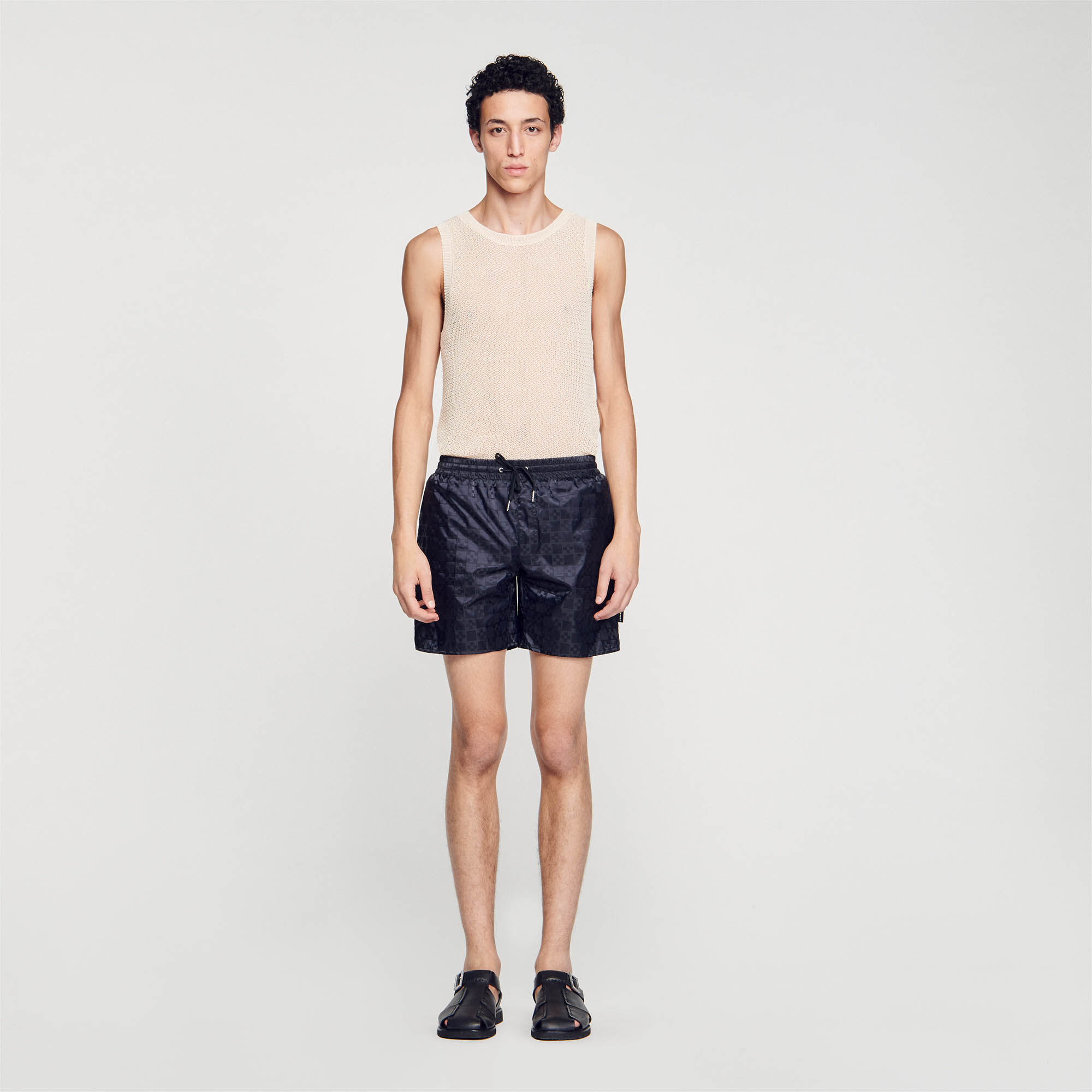 Squarecross swim shorts black gray for Men Sandro Paris