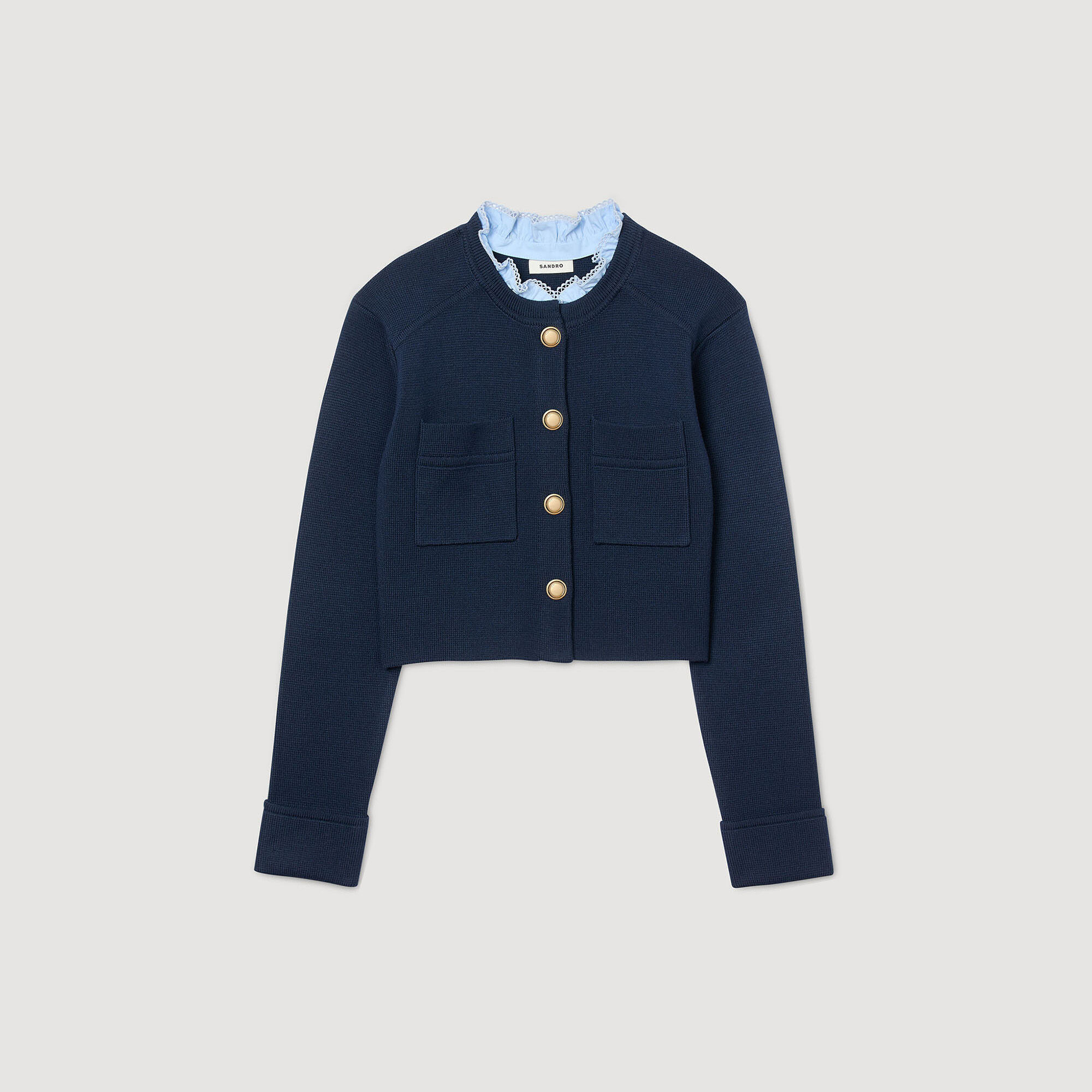 Cardigan with ruffle collar