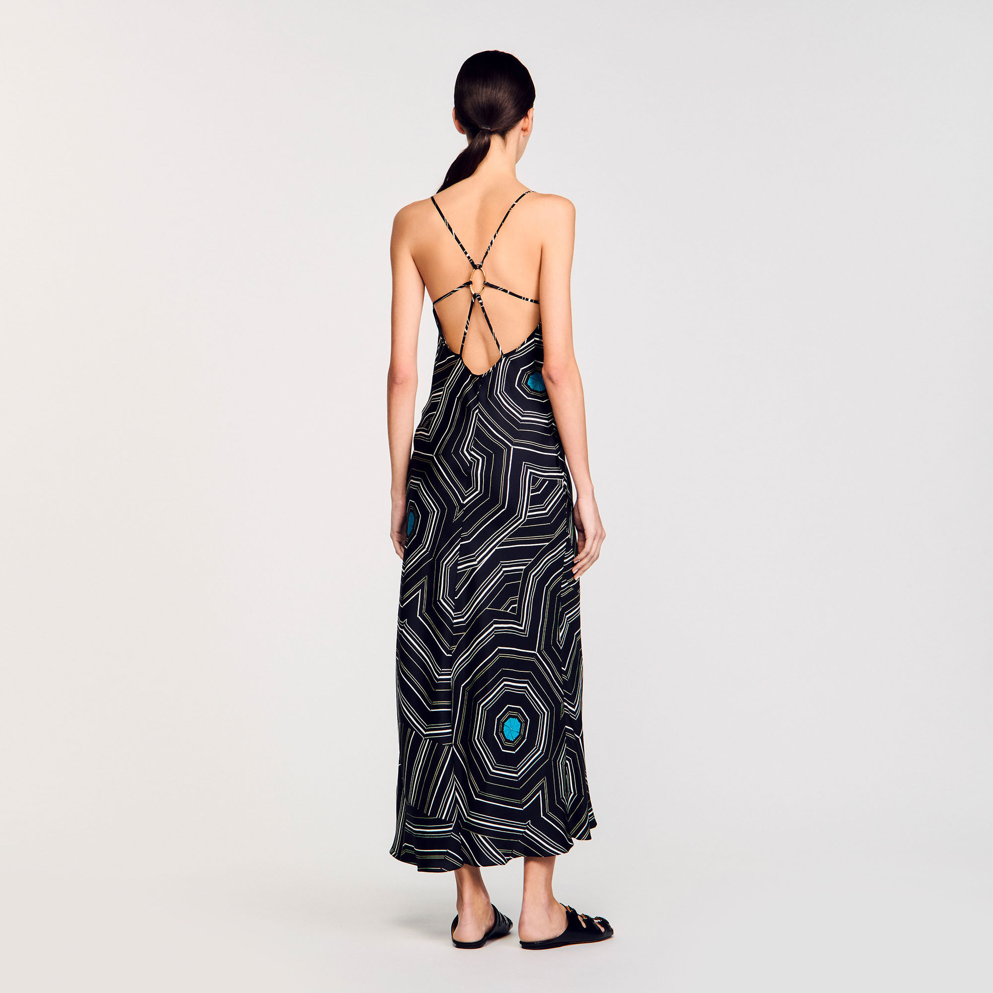 Robe longue en soie imprimée