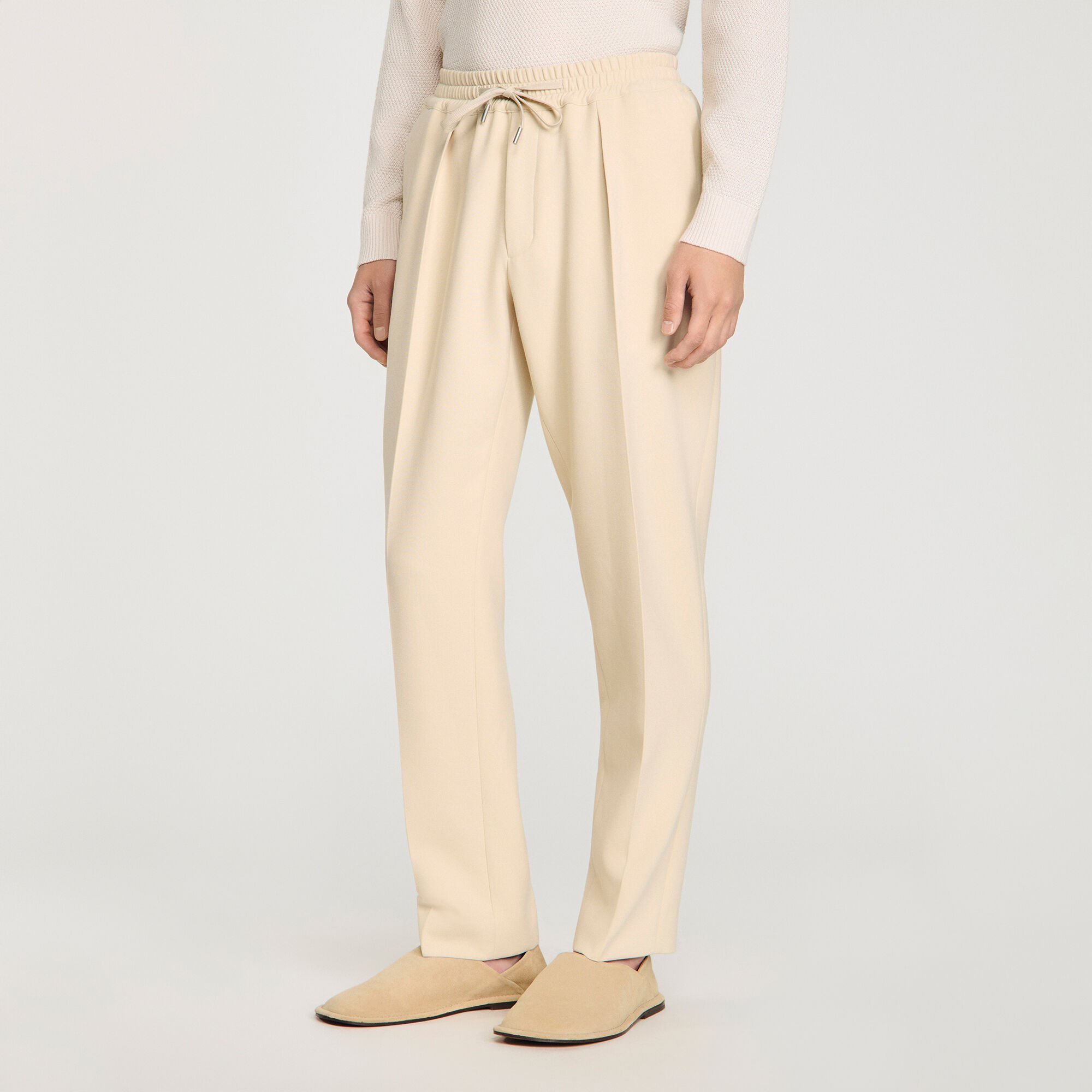 Elasticated straight-leg trousers