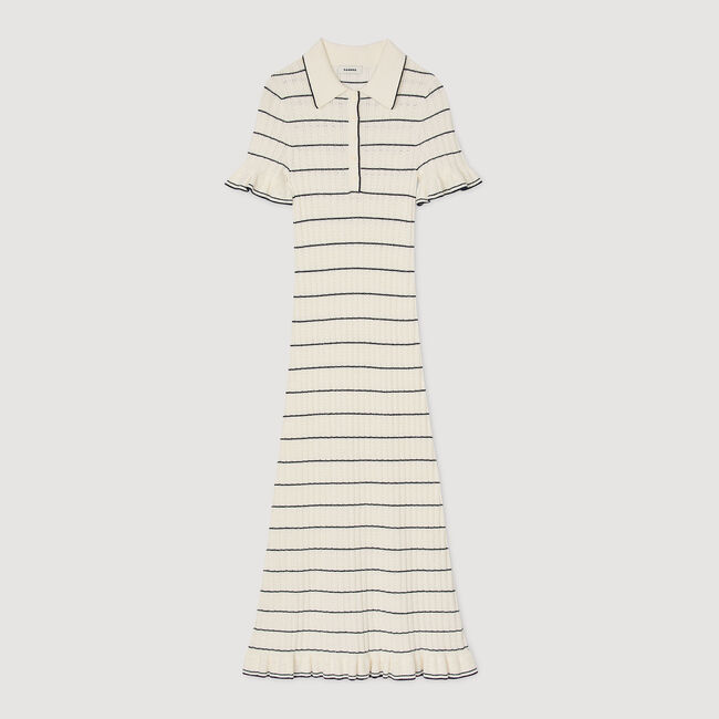 Langes Strickkleid mit Polokragen