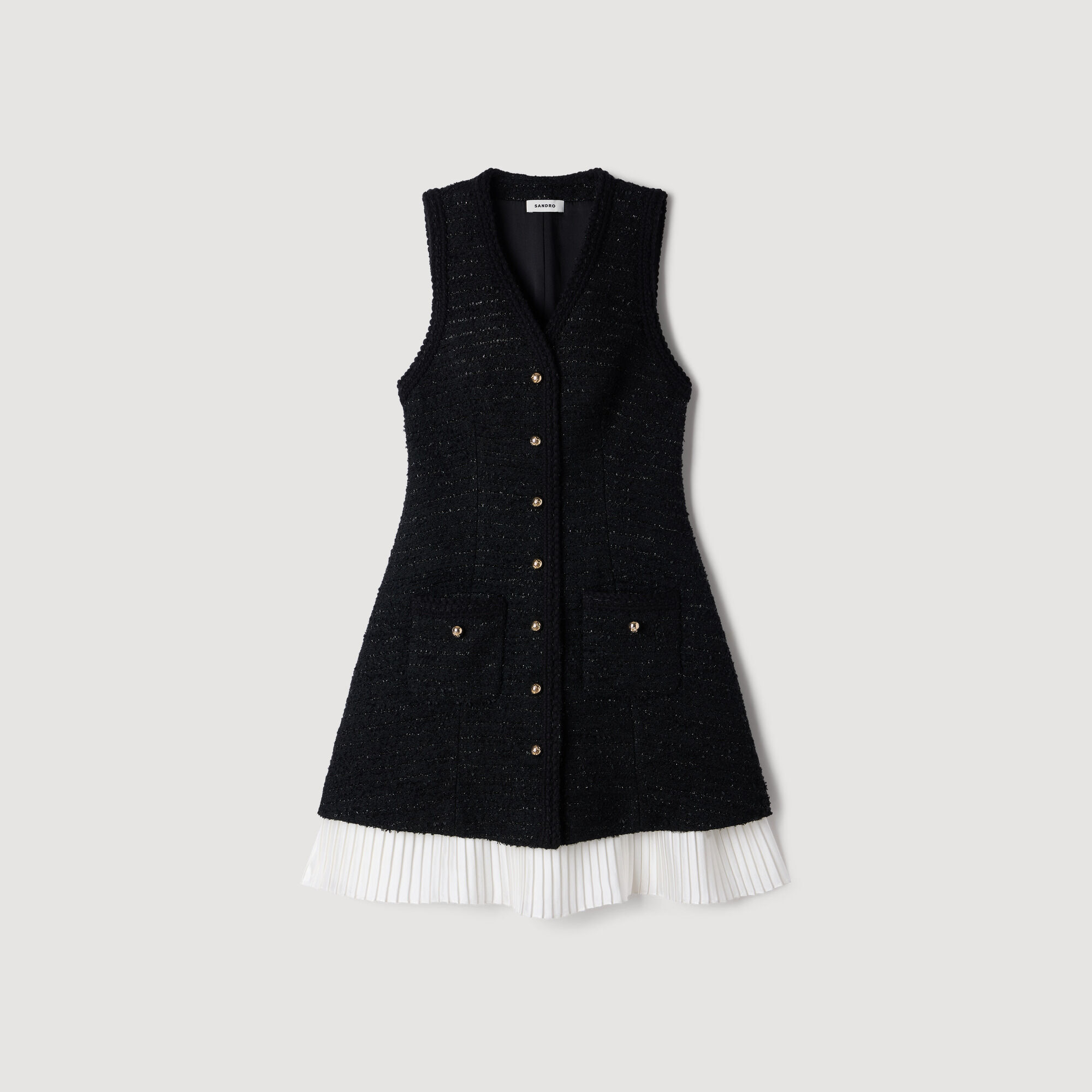Robe courte bicolore en tweed - Femme | Sandro