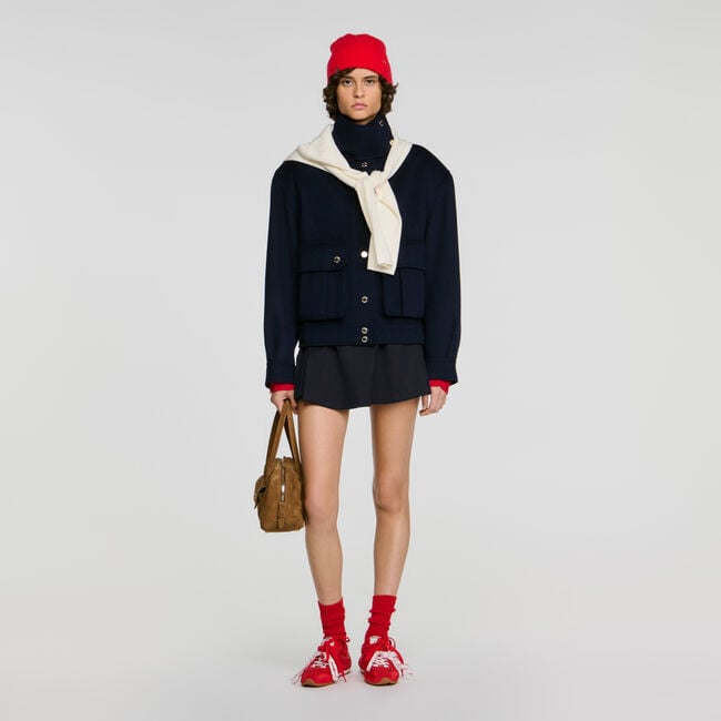 Double-faced standing collar coat - Women | Sandro