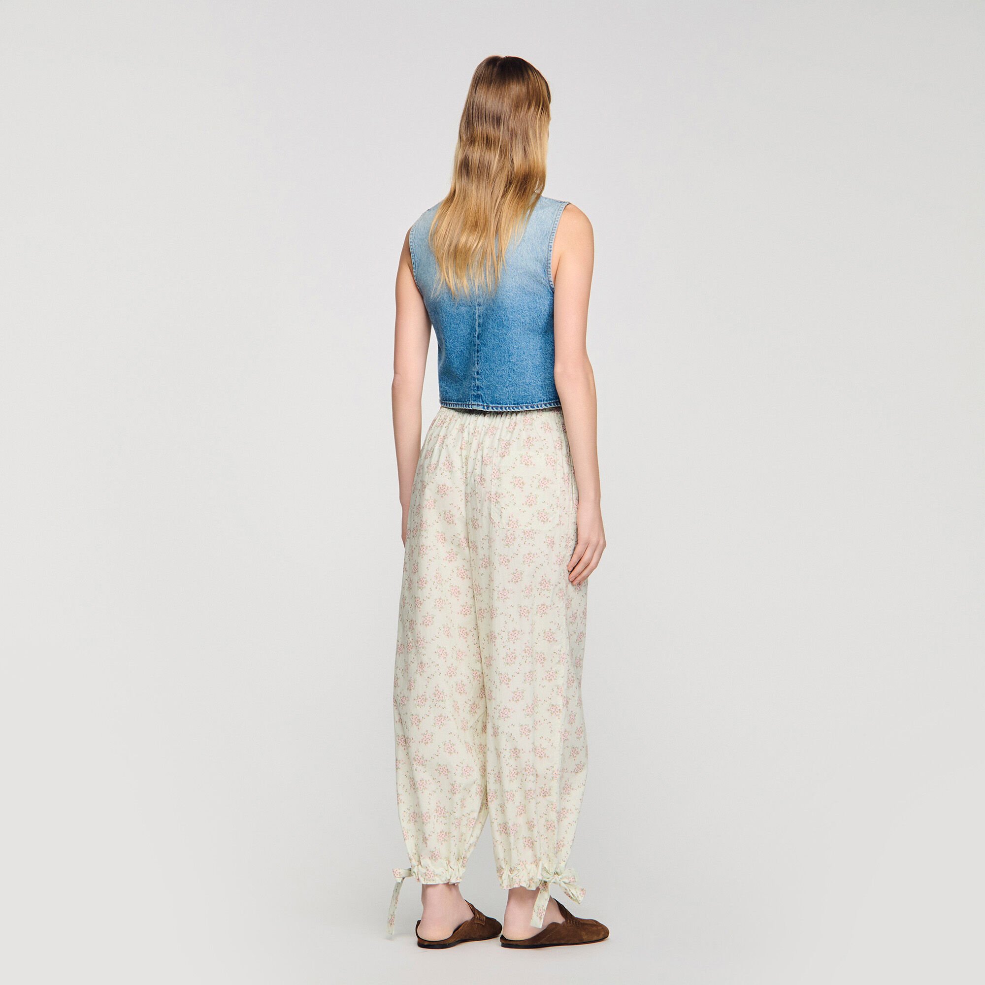 Floral wide-leg trousers