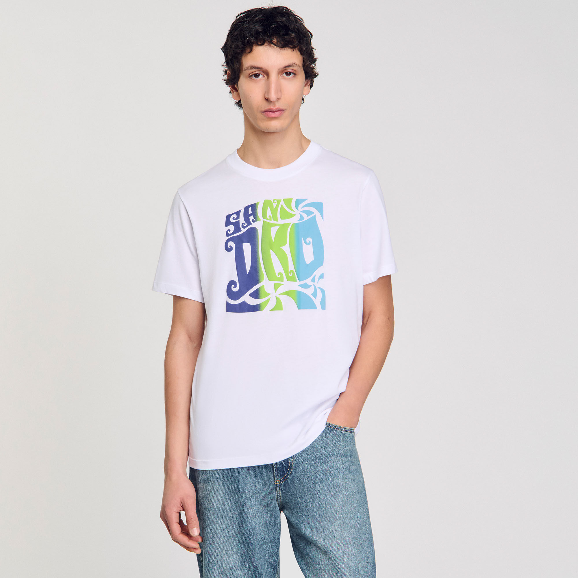 Baumwoll-T-Shirt mit Wellenmuster
