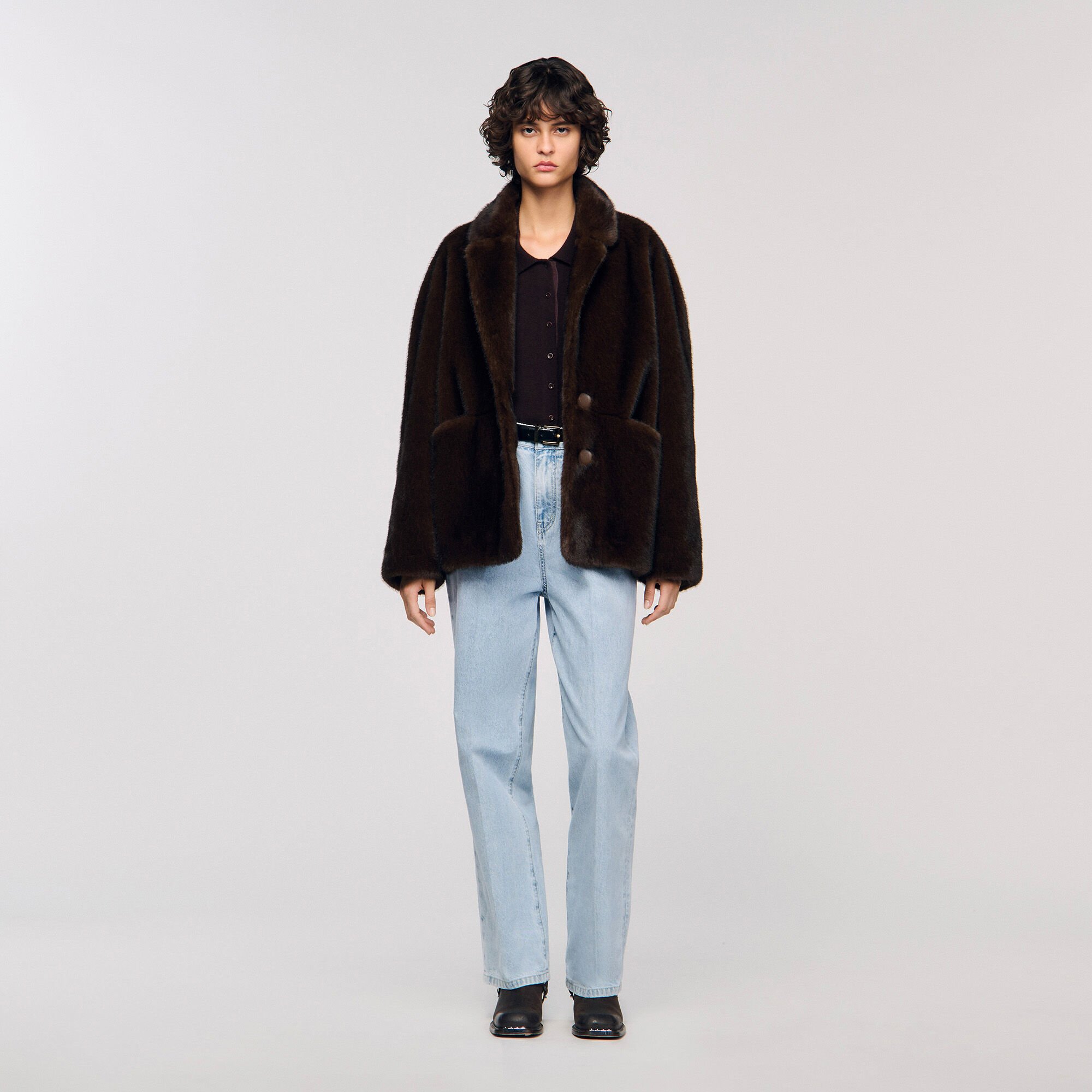 Manteau veste en fausse fourrure