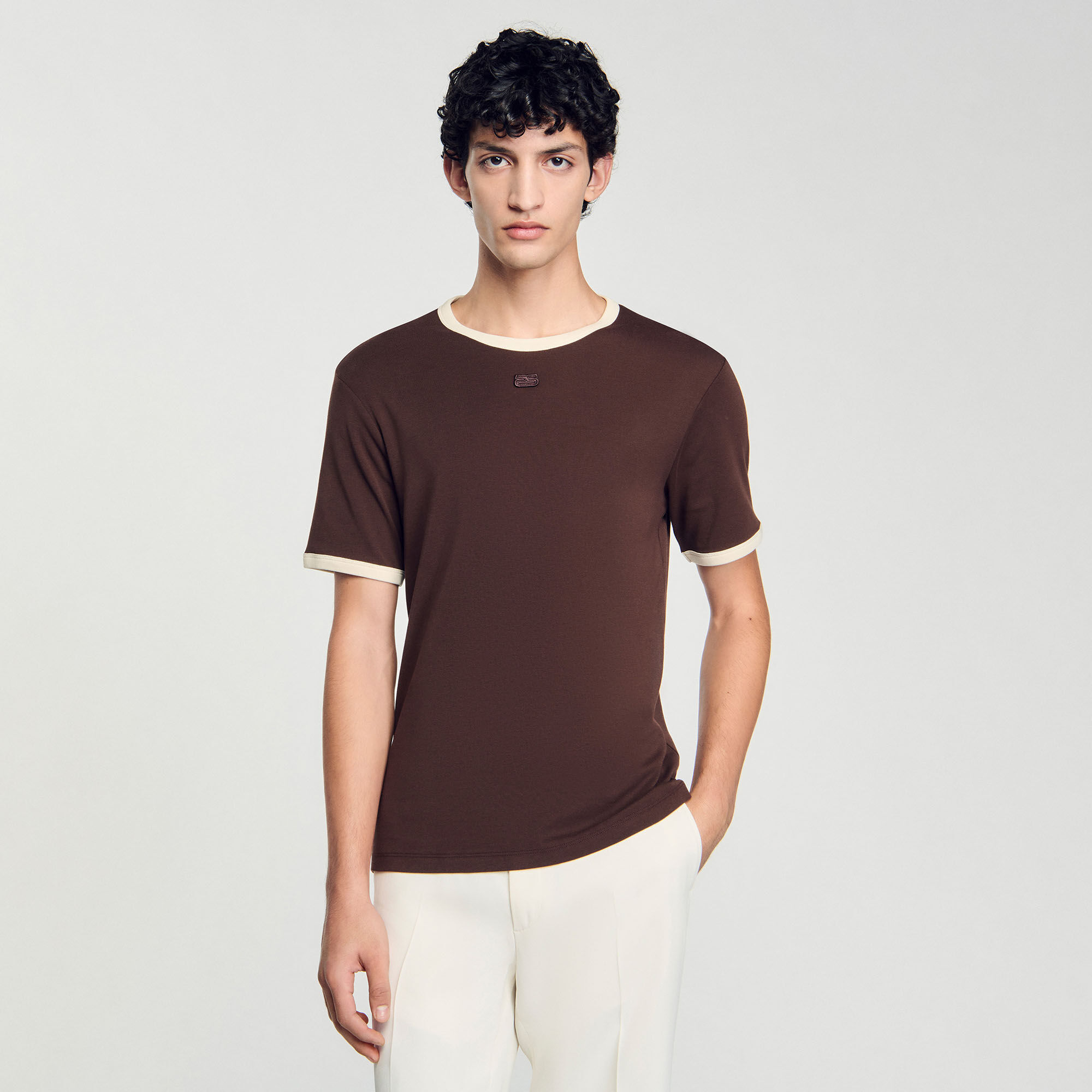 Two-tone patch T-shirt