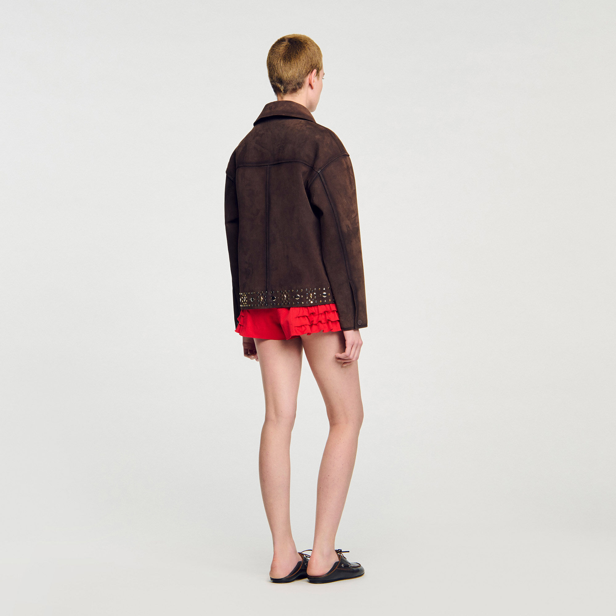Velourslederjacke mit Nieten