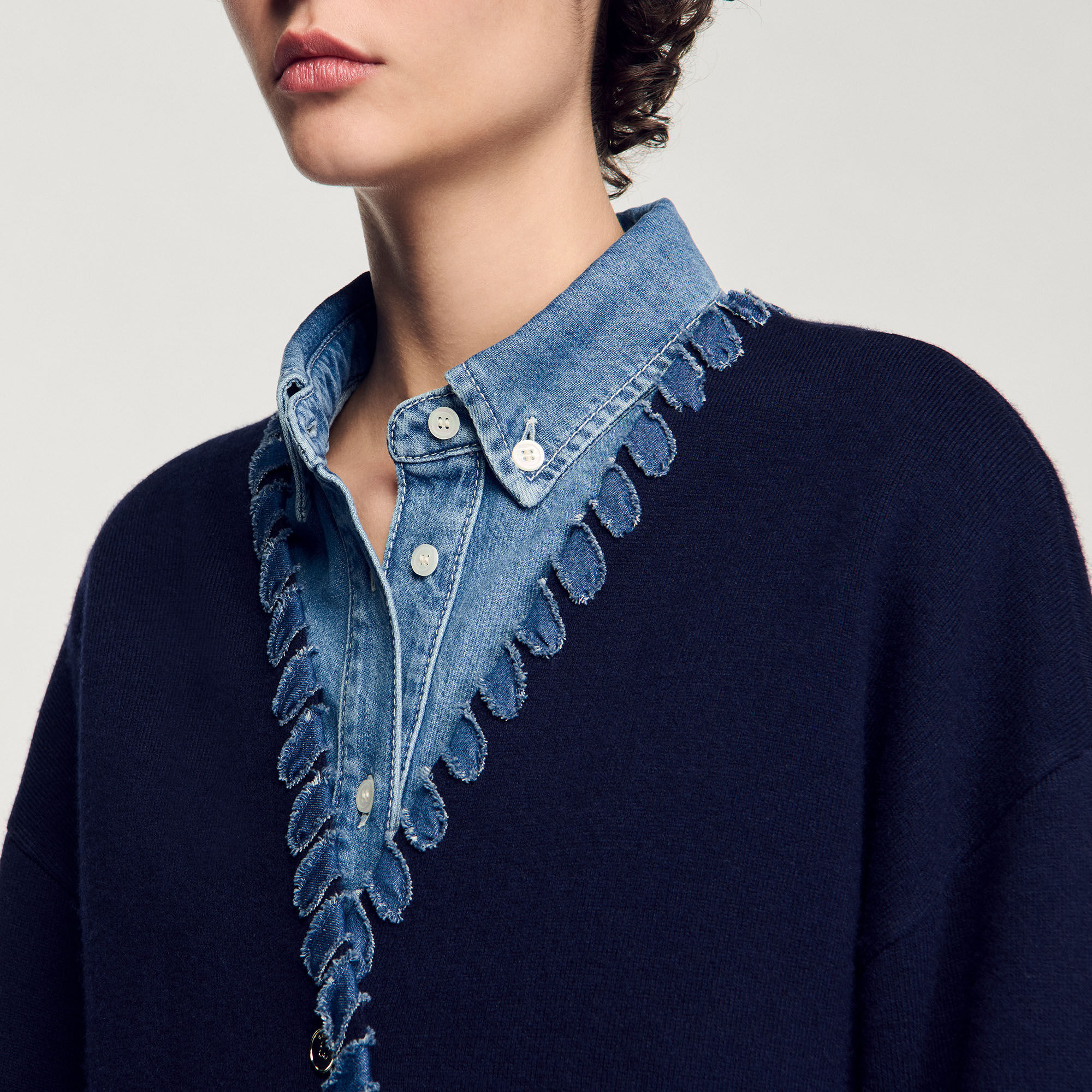 Cardigan à détails denim 