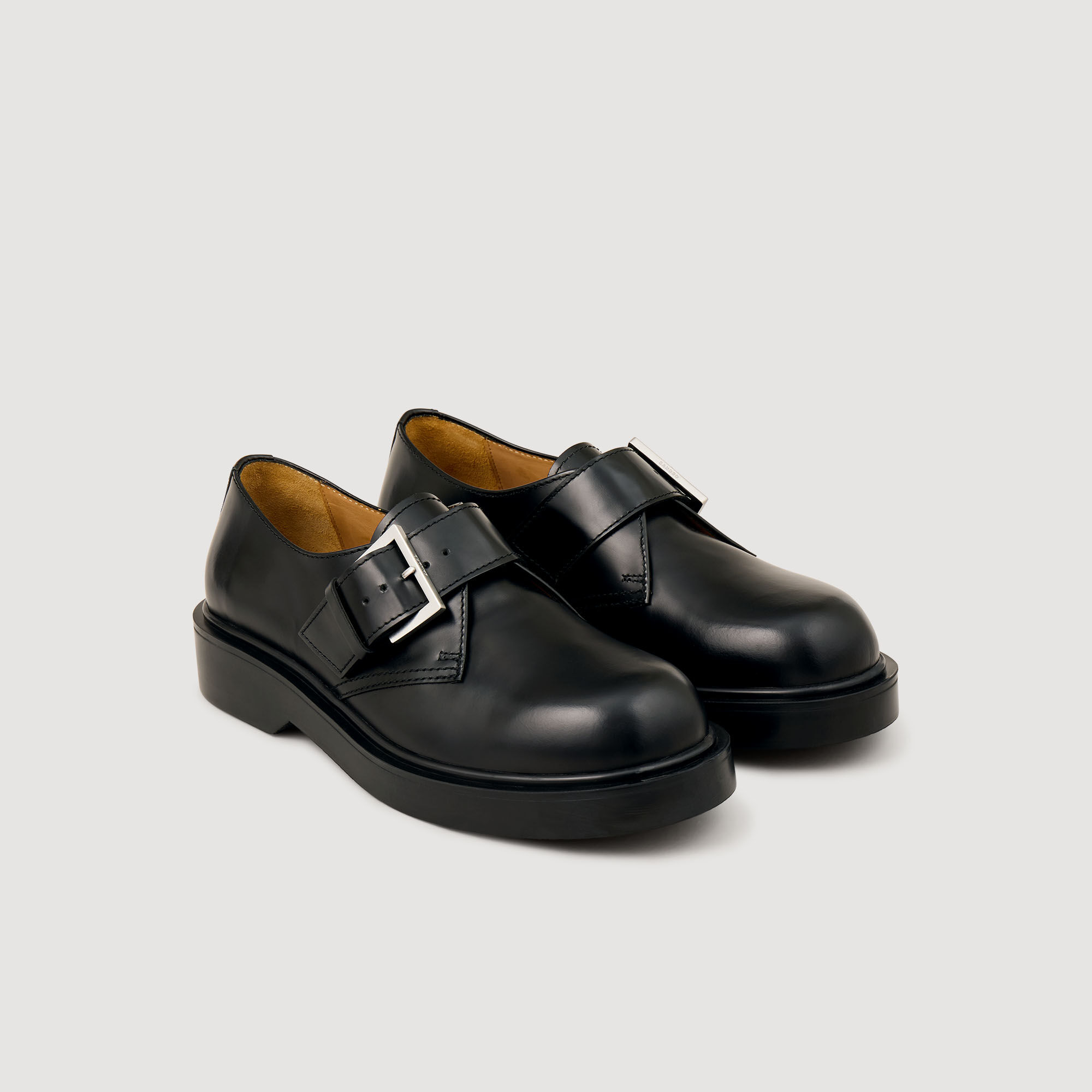 Glazed leather derbies