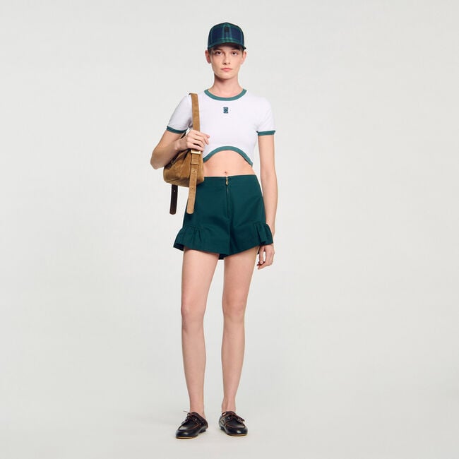 Two-tone cropped T-shirt