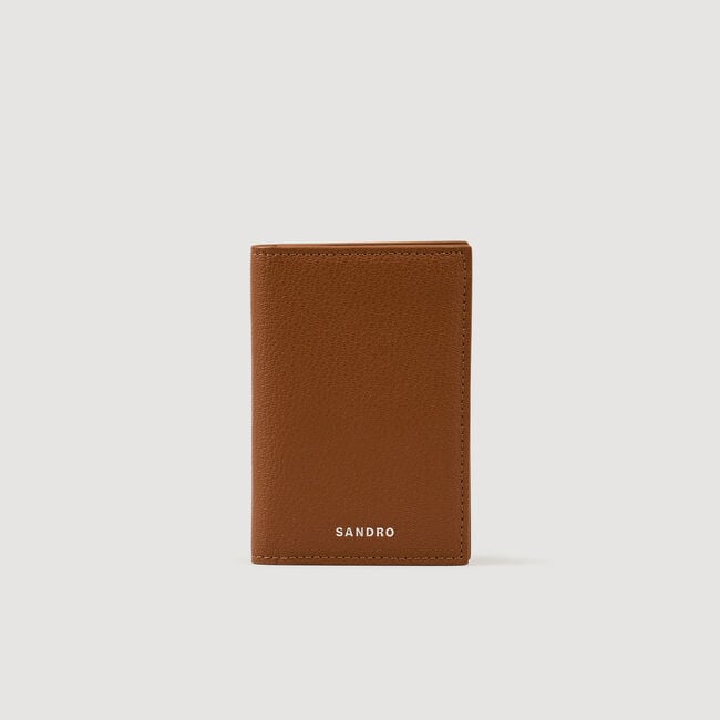 Porte-cartes pliable en cuir grainé