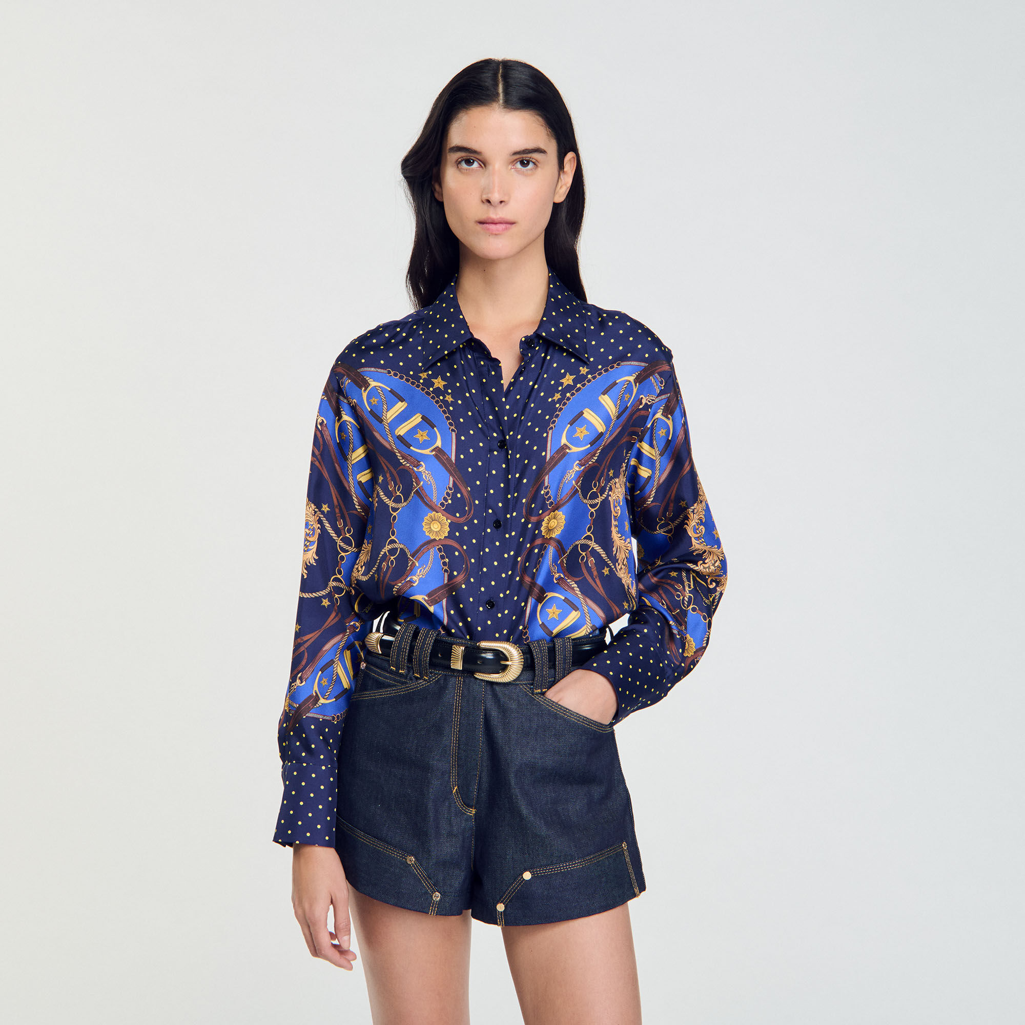 Chemise en soie imprimée