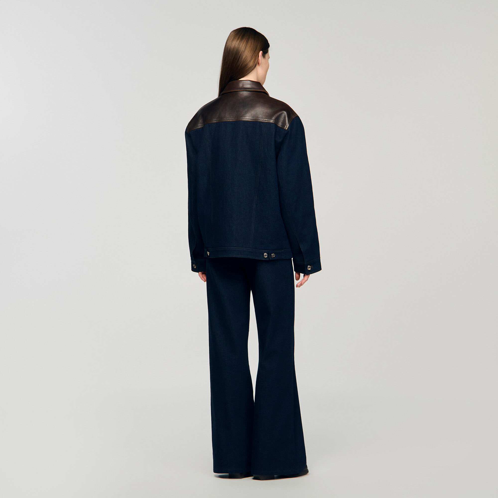 Blouson aus Denim und Leder